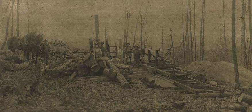 Old steam powered sawmill.  From my collection